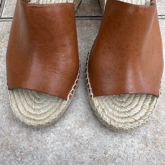 Celine Tan Jute Leather Wrap around Wedge Platform Espadrilles - Picture 8 of 16